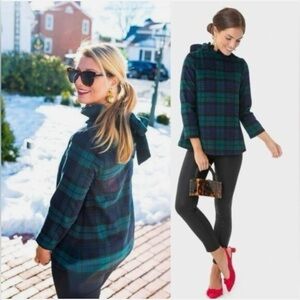 Tuckernuck Blackwatch Plaid Schoolgirl Bow Wool Faye Blouse